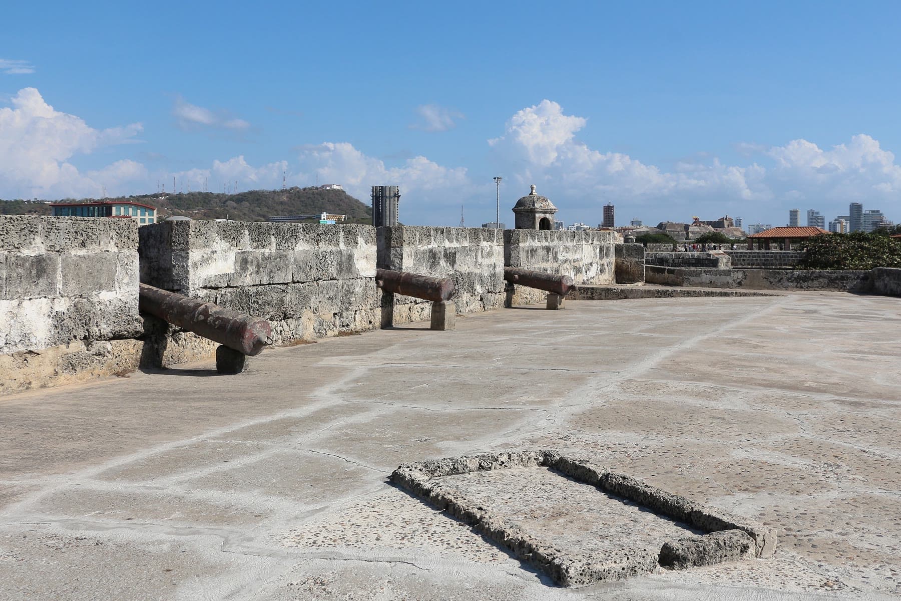 Cannons along the old city walls of Cartagena