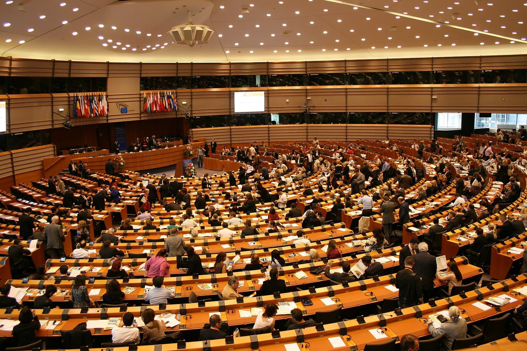 The hemicycle of the European Parliament in Brussels