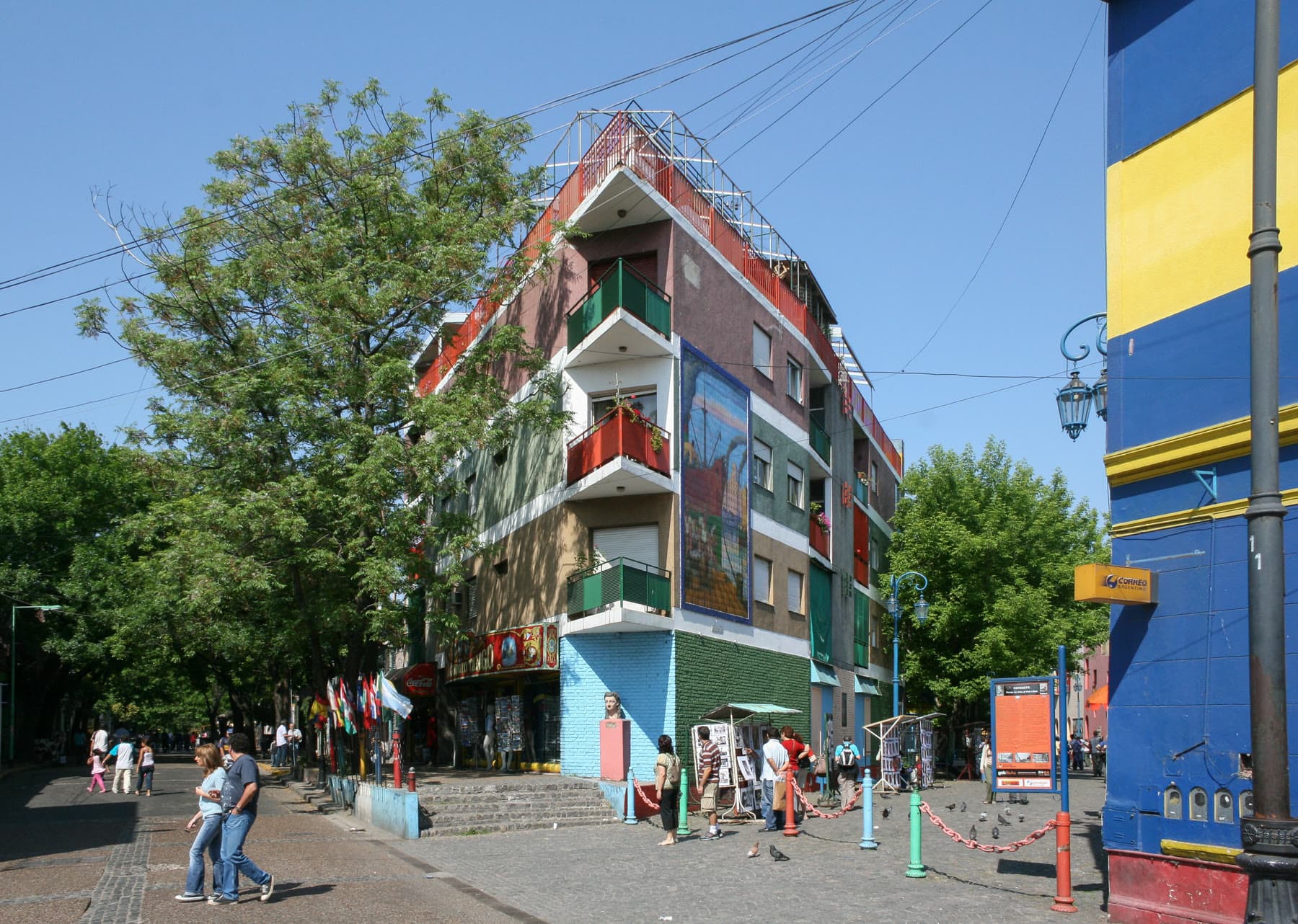 Colorful buildings and a pedestrian street in La Boca, Buenos Aires