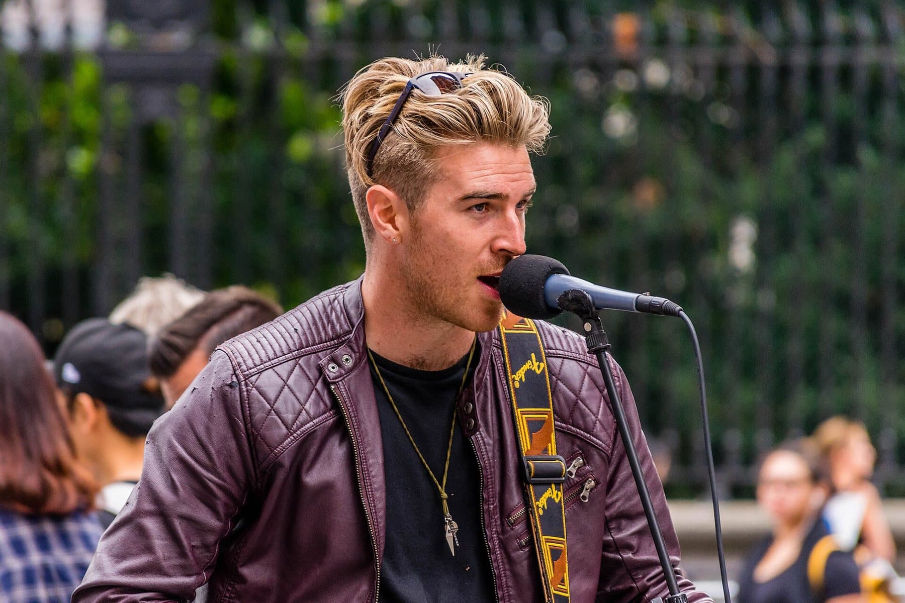 A musician performing on Grafton Street in Dublin