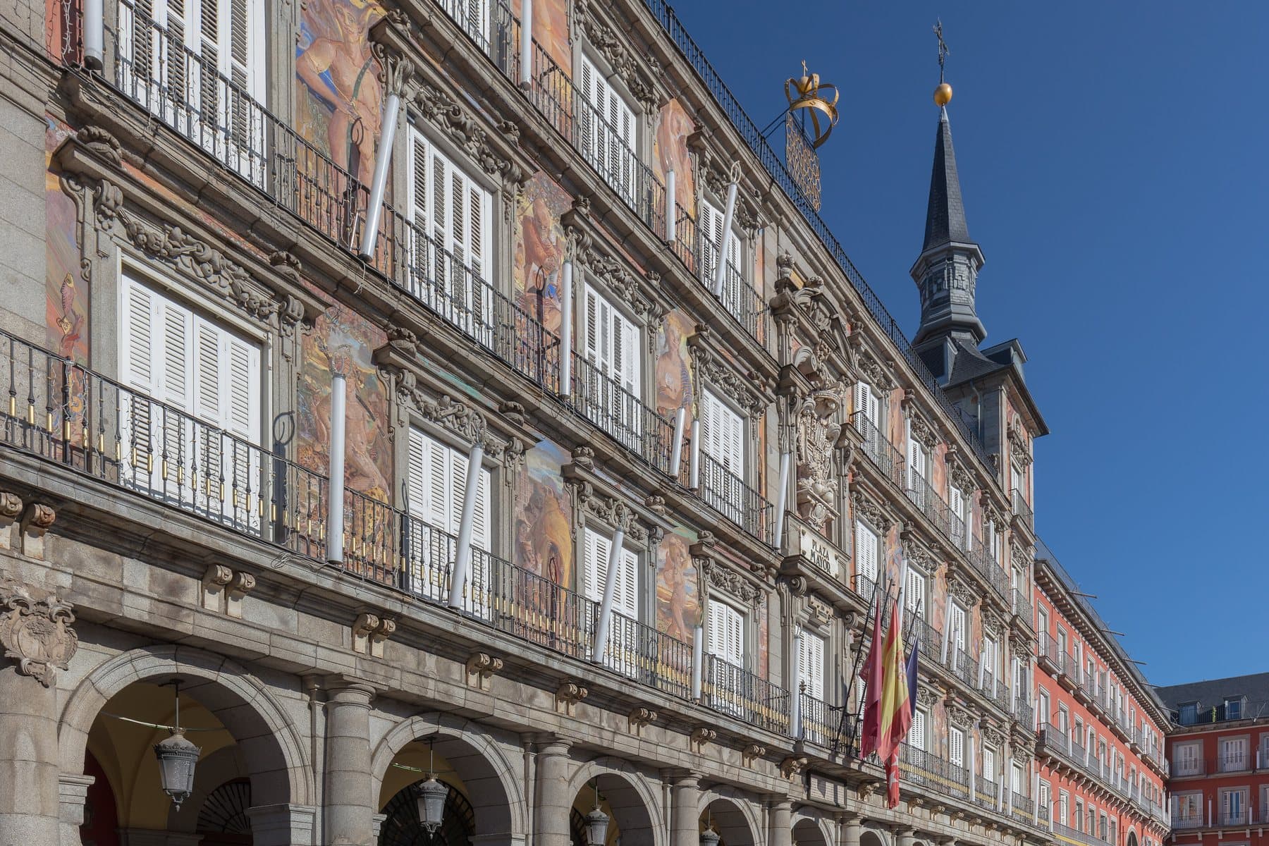 The facade of Plaza Mayor in Madrid