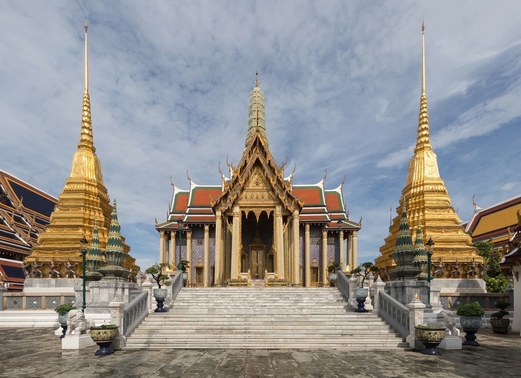 The golden spires of Wat Phra Kaew at the Grand Palace in Bangkok