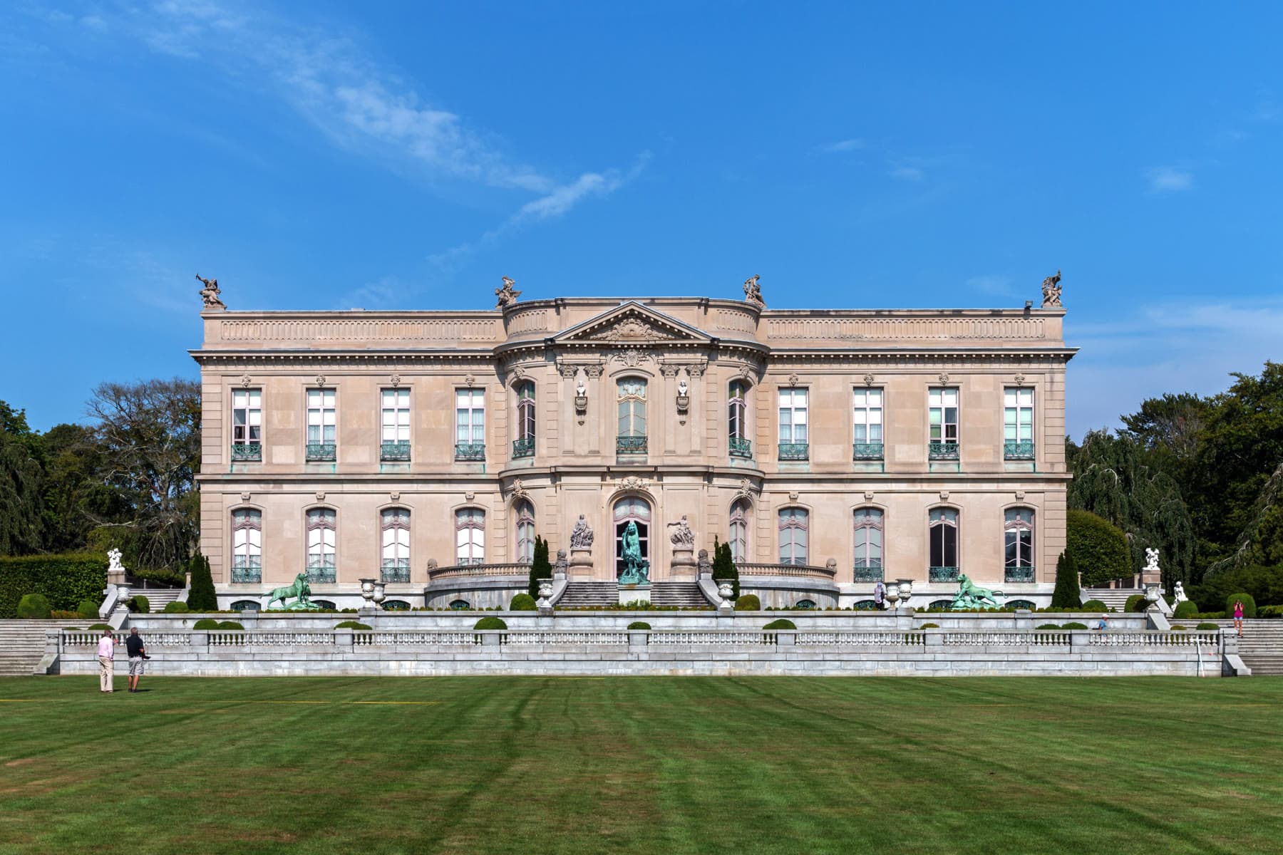 The Elms in Newport, with formal terraces and a wide lawn