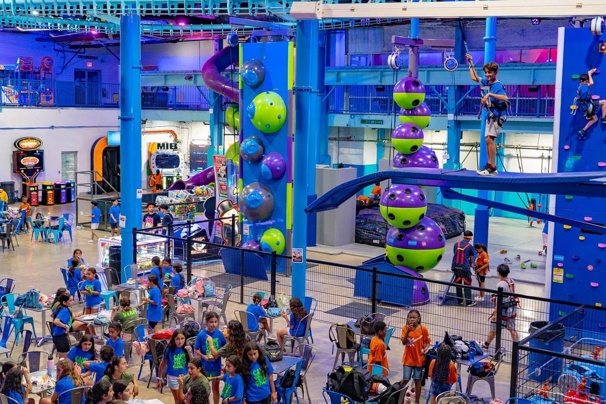 The indoor climbing and obstacle course at Area 53 Adventure Park