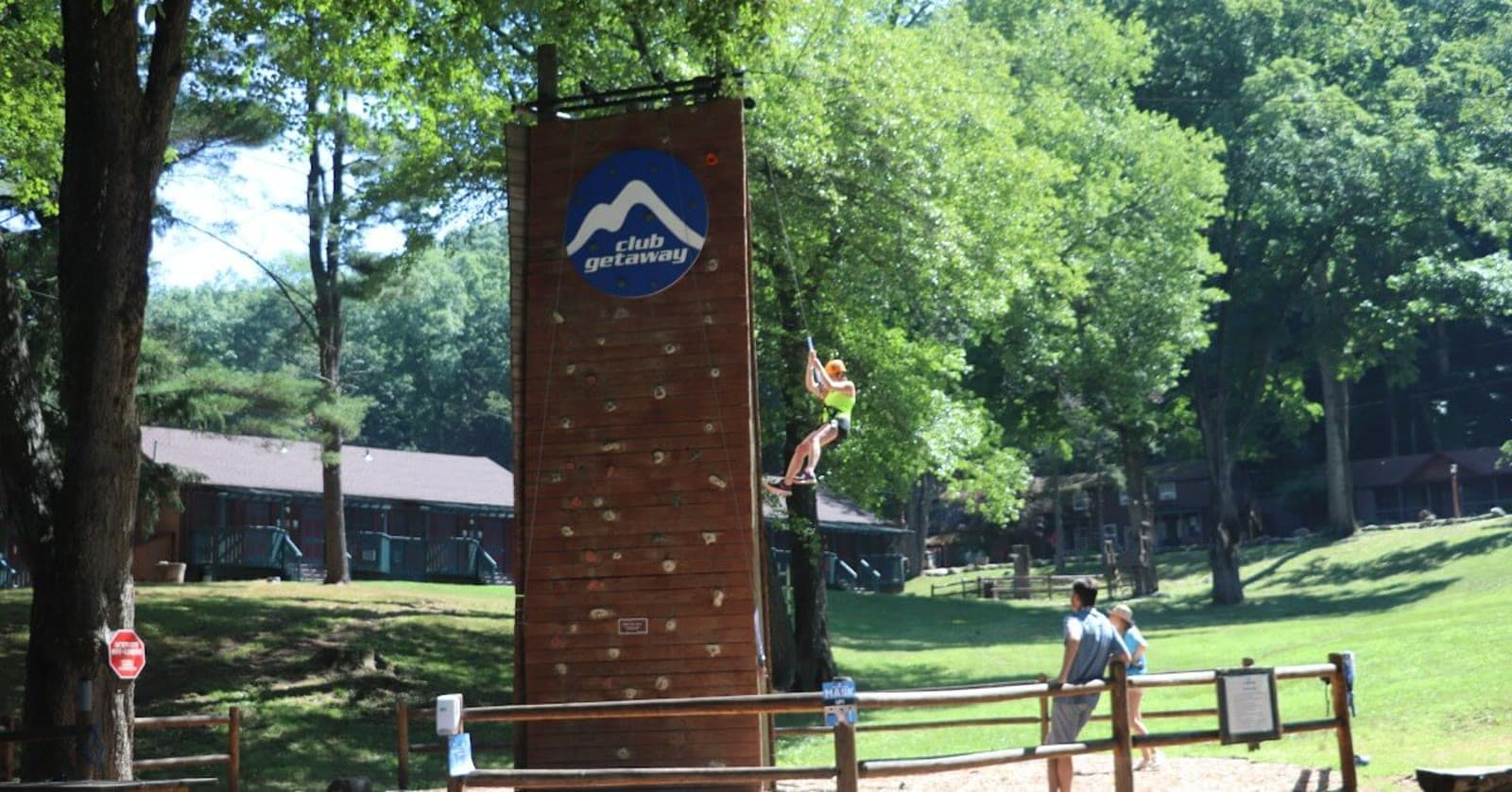 The climbing wall at Club Getaway
