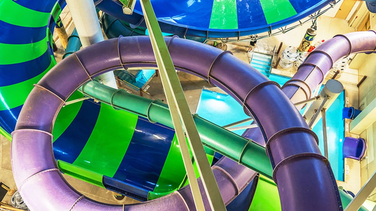 The looping tube slides at the Kalahari indoor waterpark