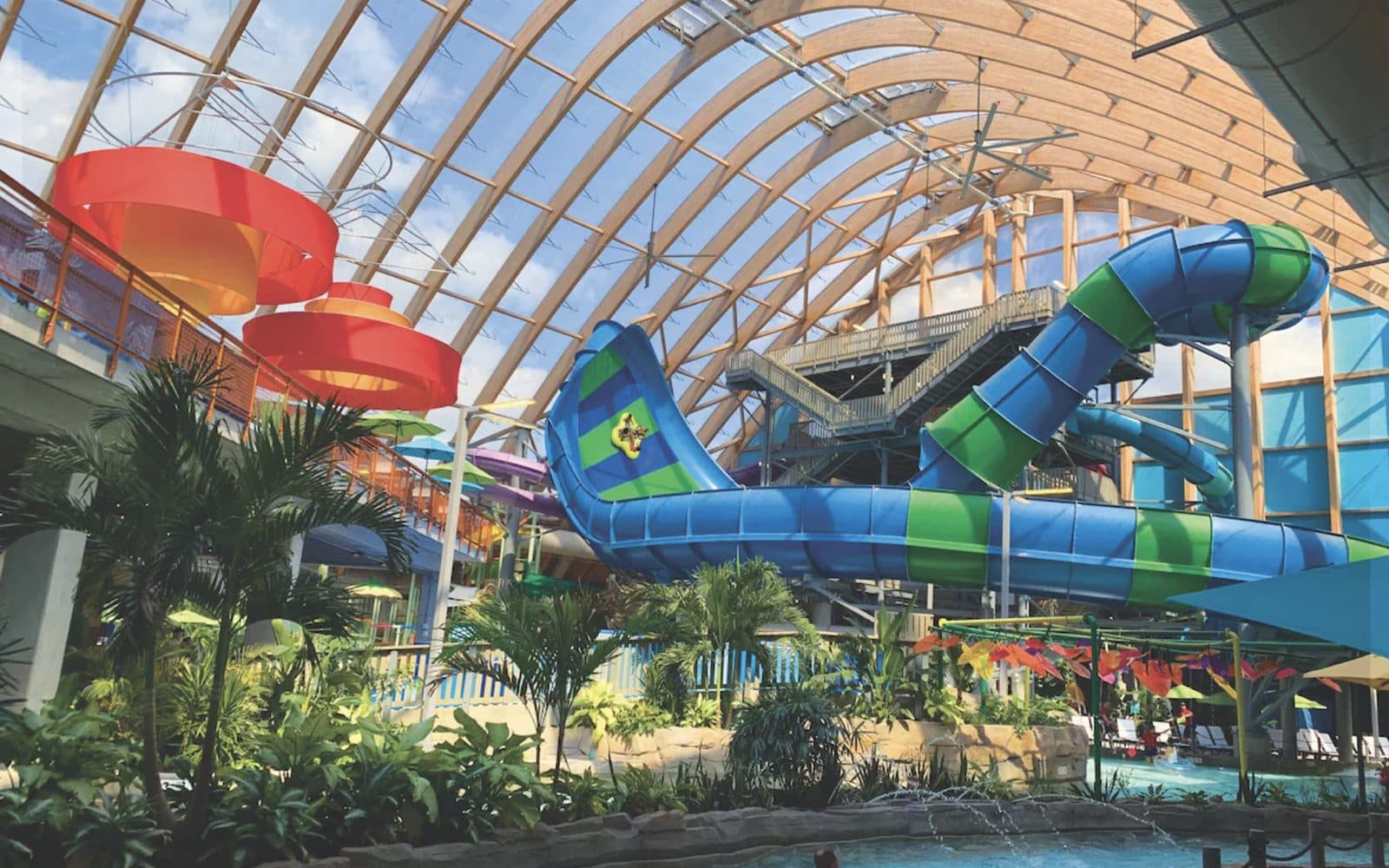 The indoor waterpark under the timber roof at The Kartrite