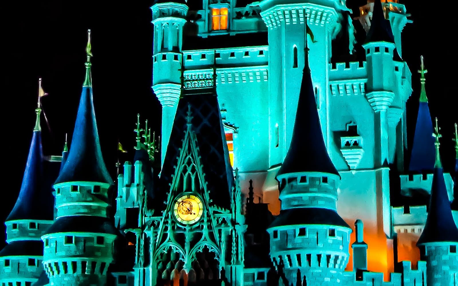 Cinderella Castle lit up at night