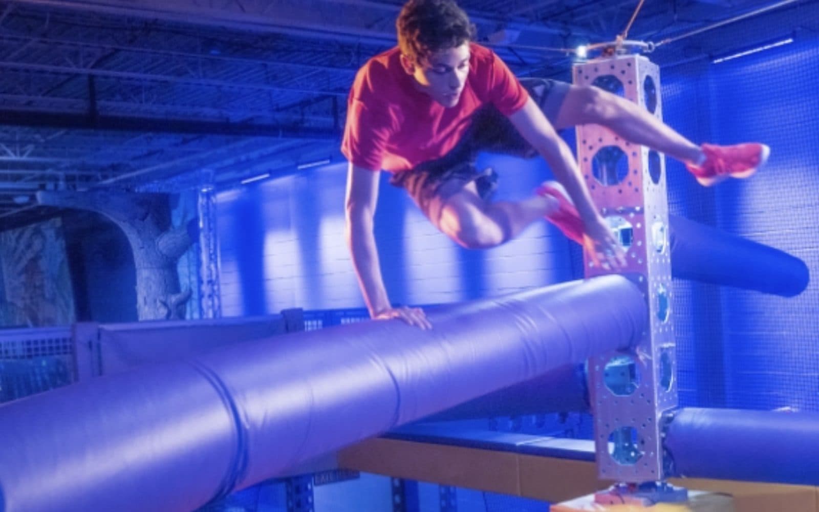 An indoor ropes course at Thrillz High Flying Adventure